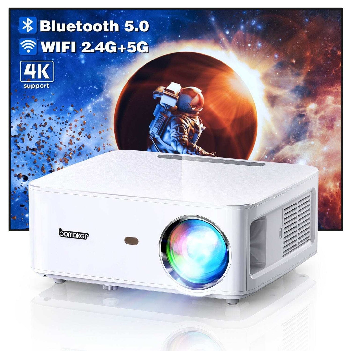 Bomaker Cinema 500 Max Native 1080P LED Projector, 400 ANSI Lumens, 5.8G wifi