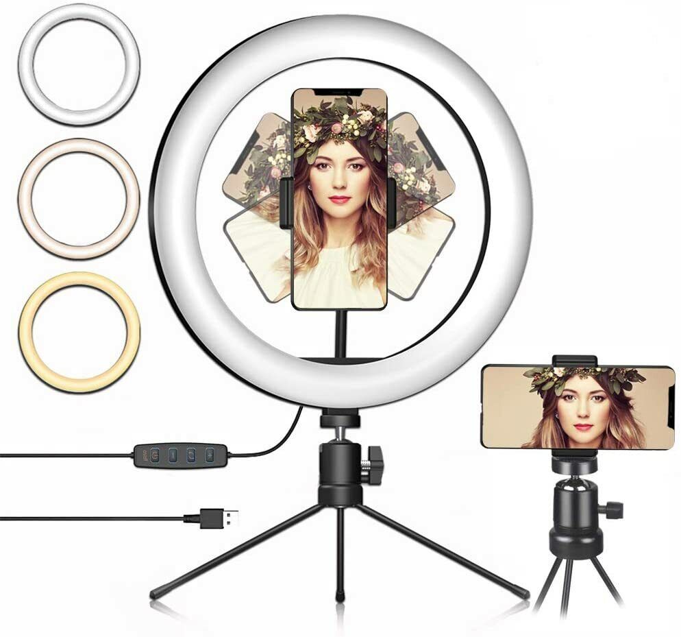 YOYEWA Ring Light with Phone Tripod Stand & Flexible Phone Holder