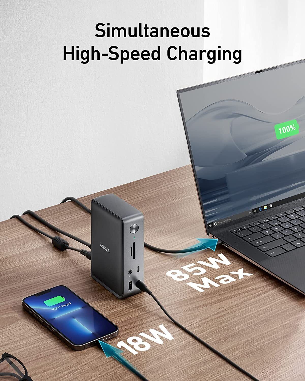 Anker Docking Station, Anker 575 USB-C Docking Station (13-in-1), 85W Charging