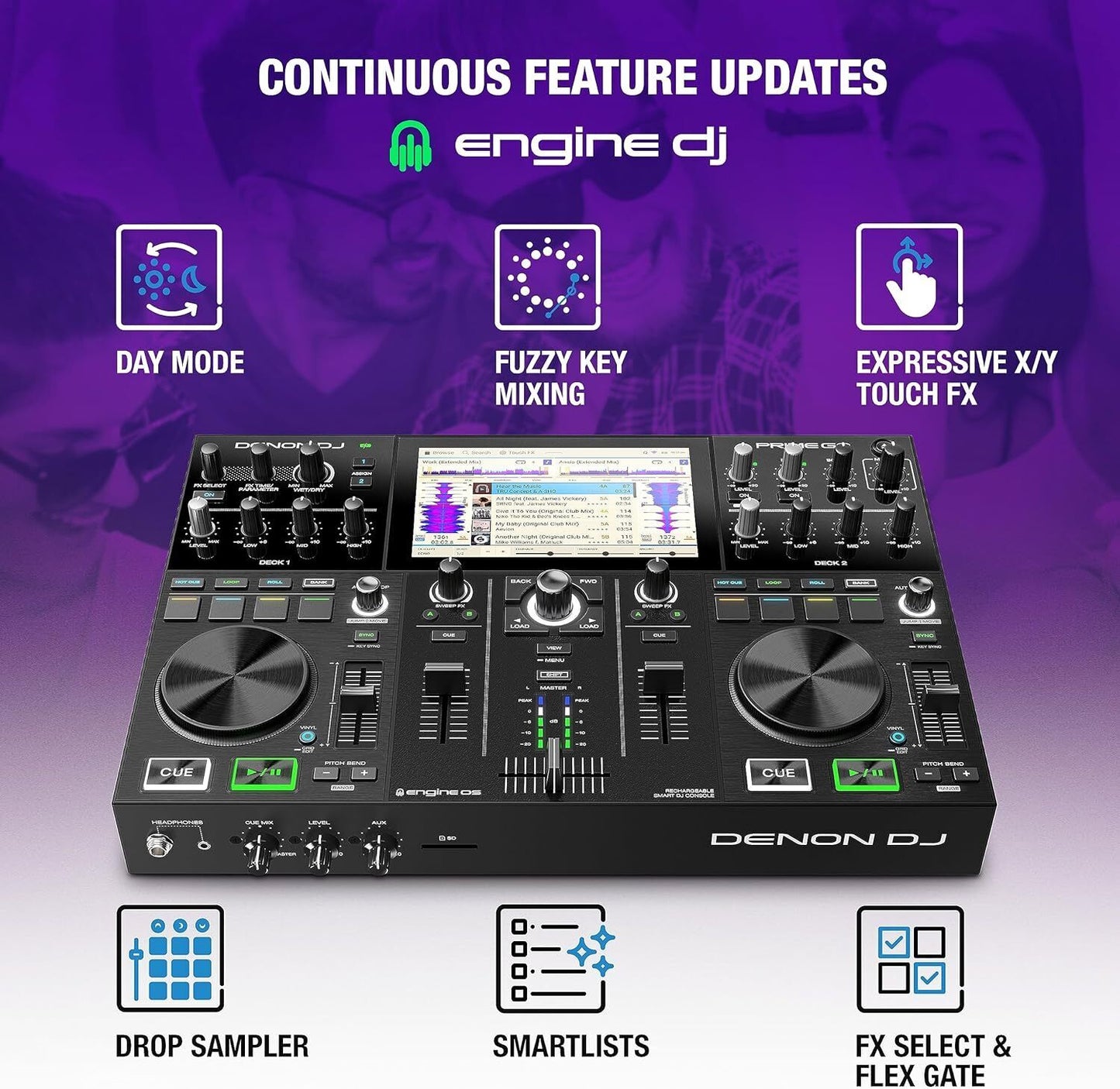 Denon DJ PRIME GO – Portable DJ Controller and Mixer with 2 Decks WIFI Streaming
