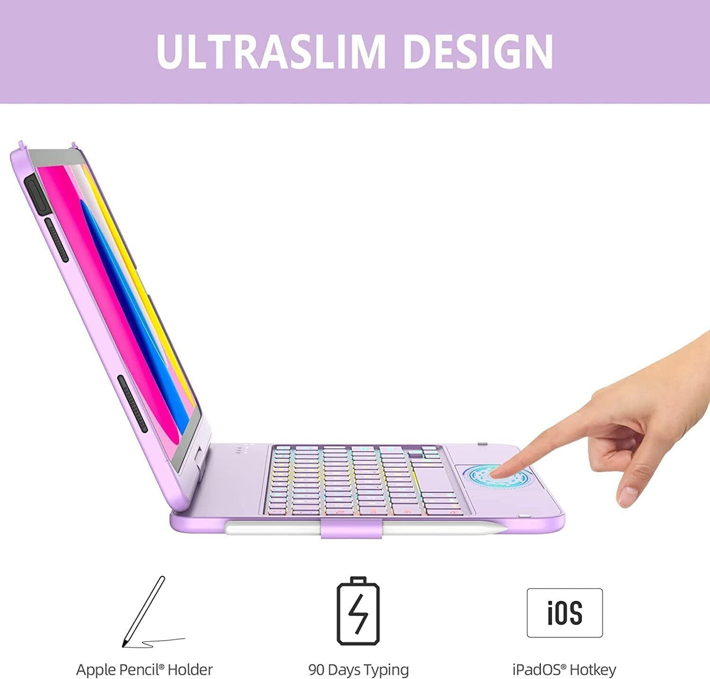 iPad 10th 2022 Keyboard Case,360° Degrees Rotatable Touchpad Keyboard for iPad 1