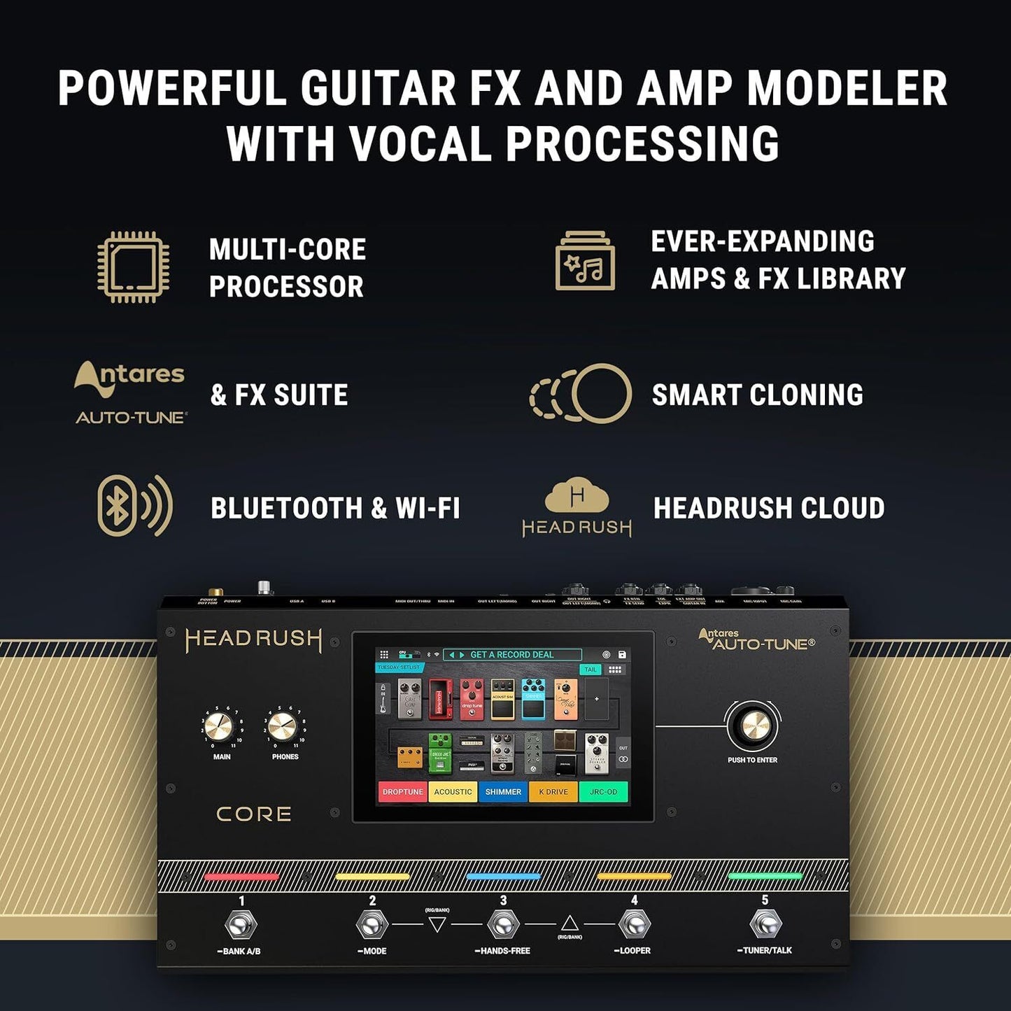 HeadRush Core - Guitar and Vocal Multi Core Effects Amp Wi-Fi, Touchscreen, Blu