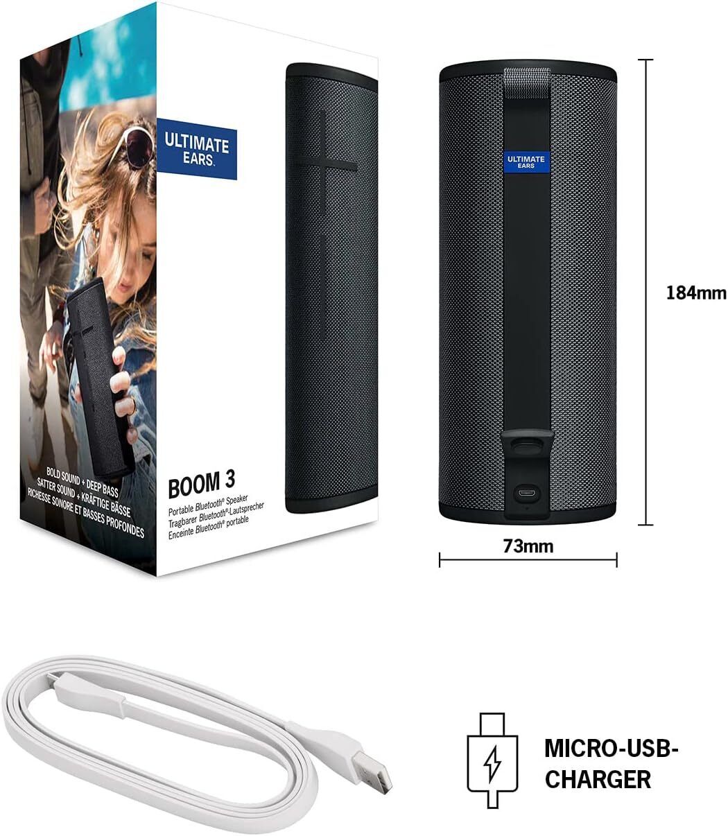 Ultimate Ears Boom 3 NFC Bluetooth Minibox Speaker - Night Black
