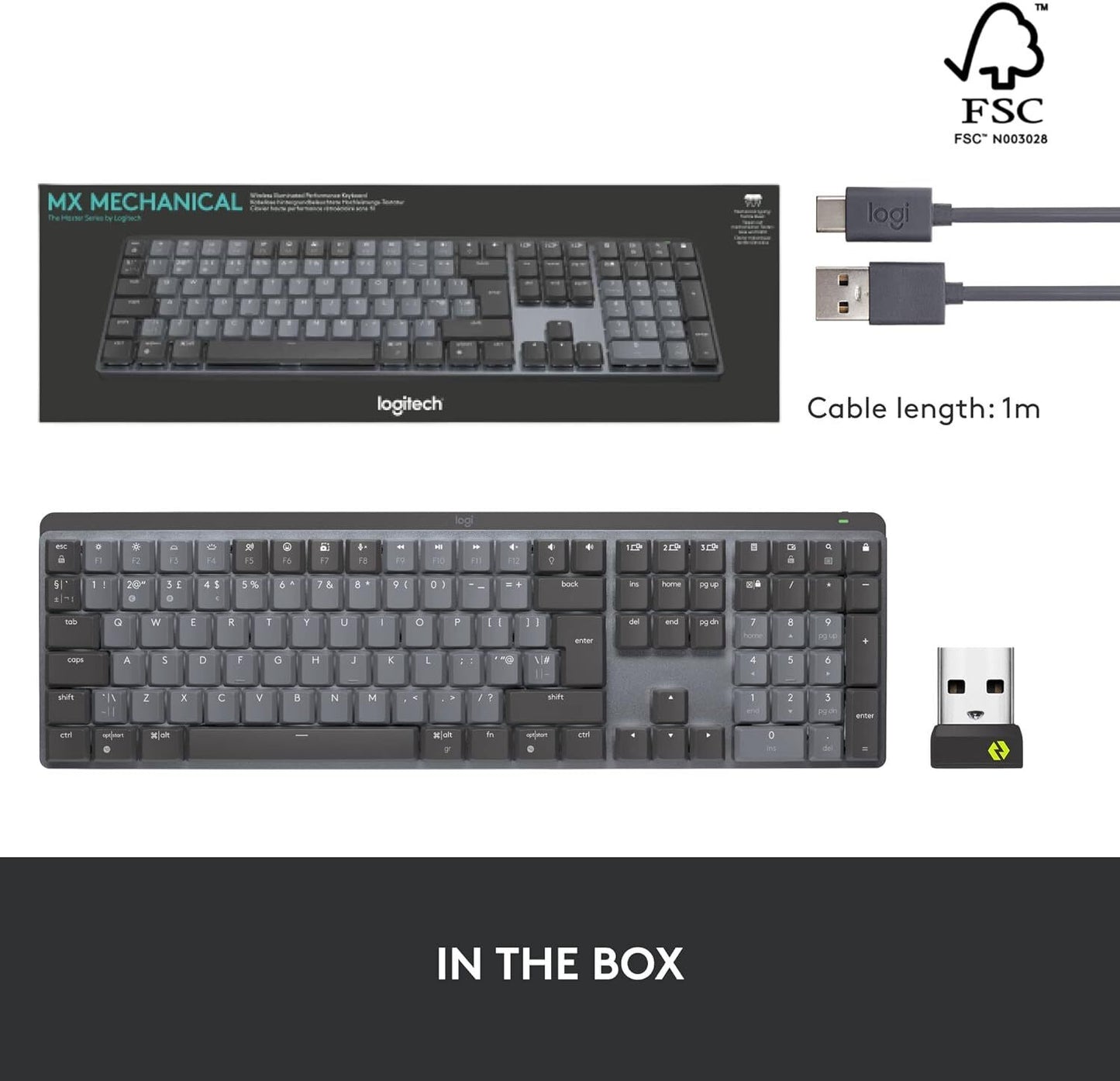 Logitech MX Mechanical Wireless Keyboard - Graphite, English (Tactile Quiet...