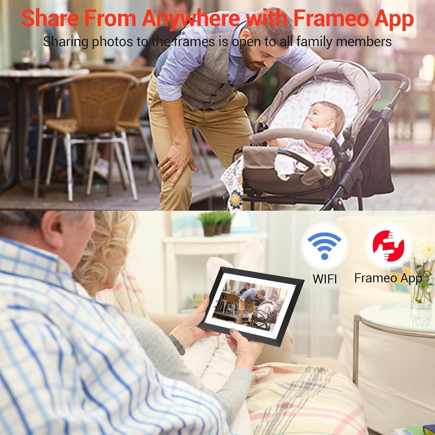 Frameo 10.1 Inch Digital Picture Frame,1280x800 IPS HD Touch Screen WiFi Photo F