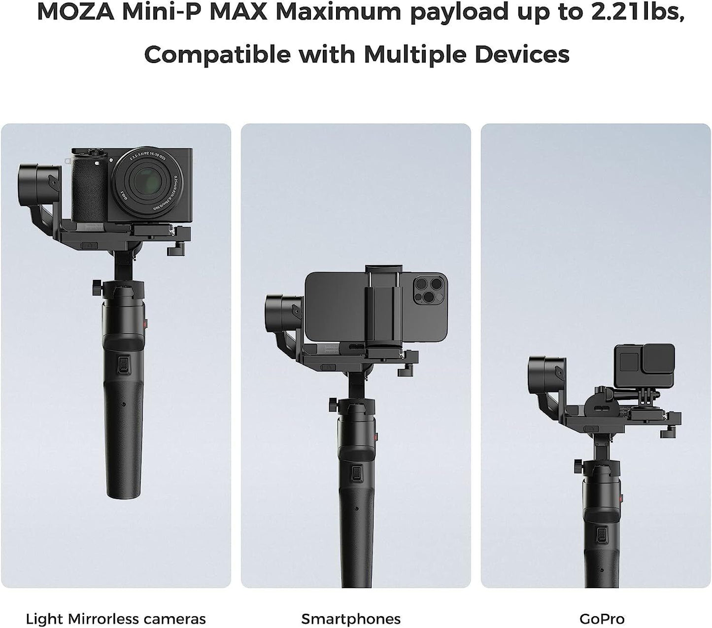 MOZA Mini P MAX Smartphone Gimbal Stabilizer, Foldable 3 Axis for Mirrorless Cam