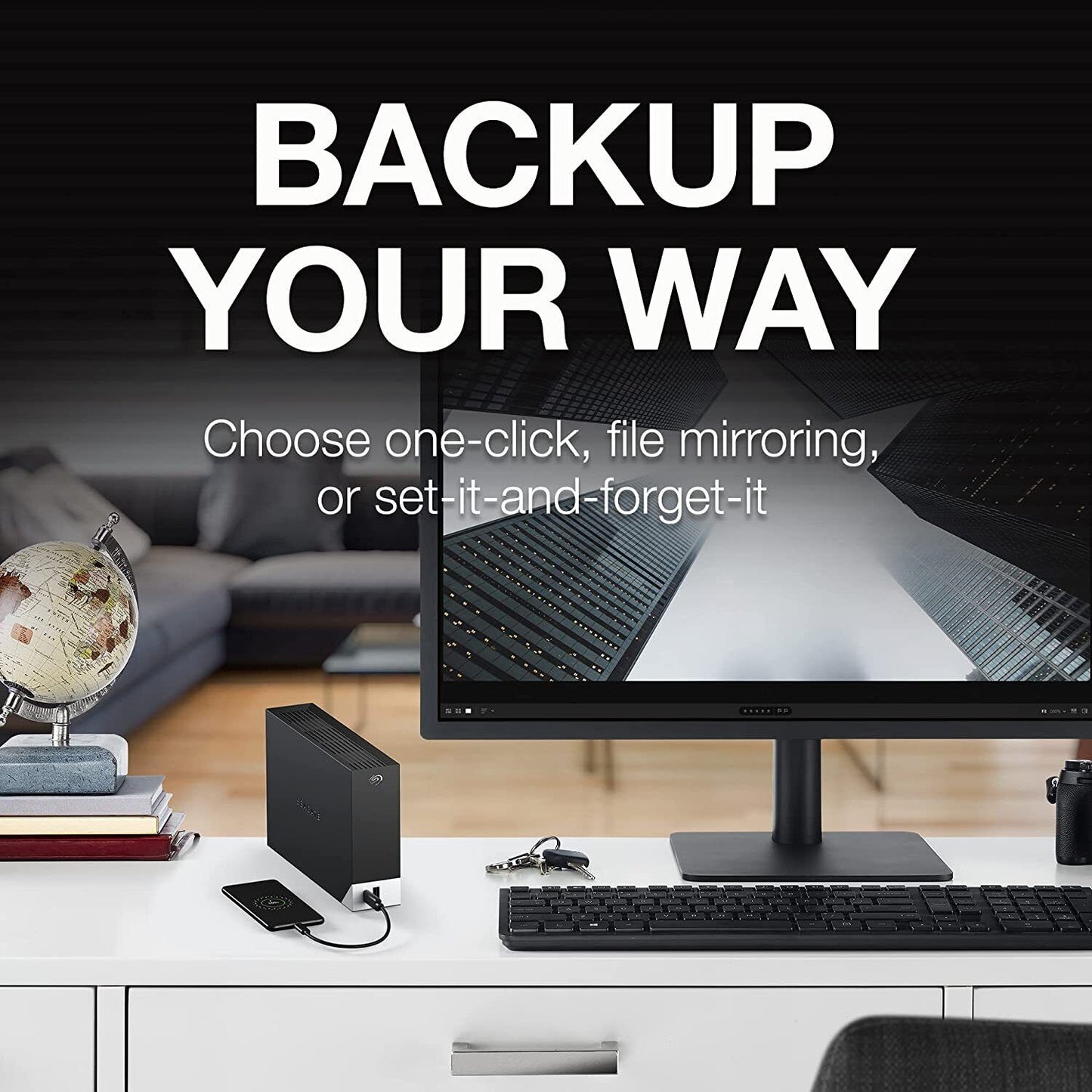 Seagate One Touch Hub ,12 TB, External Hard Drive Desktop HDD – USB-C and USB 3.