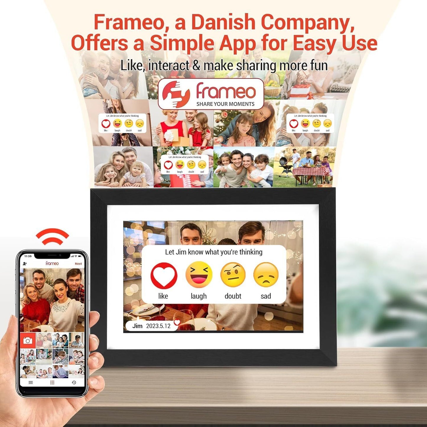 Frameo 10.1 Inch Digital Picture Frame,1280x800 IPS HD Touch Screen WiFi Photo F