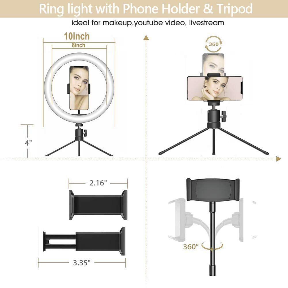 YOYEWA Ring Light with Phone Tripod Stand & Flexible Phone Holder