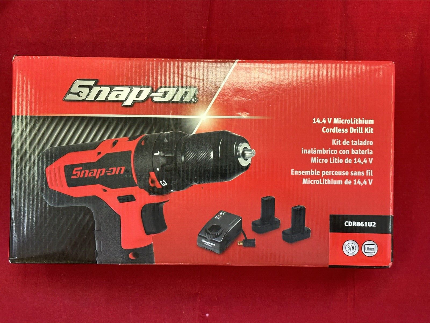 snap-on 14.4 V 3/8" MicroLithium Cordless Drill Kit (Red)