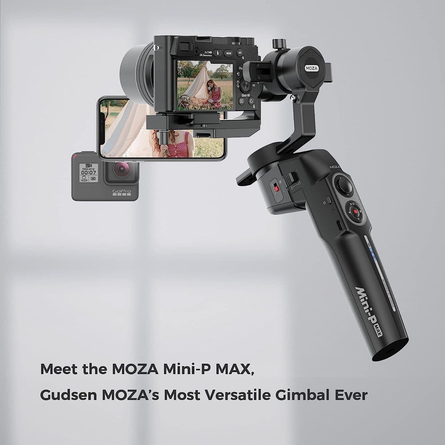 MOZA Mini P MAX Smartphone Gimbal Stabilizer, Foldable 3 Axis for Mirrorless Cam