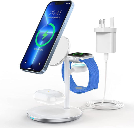 3 in 1 Wireless Charging Station, 15W Fast Wireless Mag-Safe Charger Stand Dock