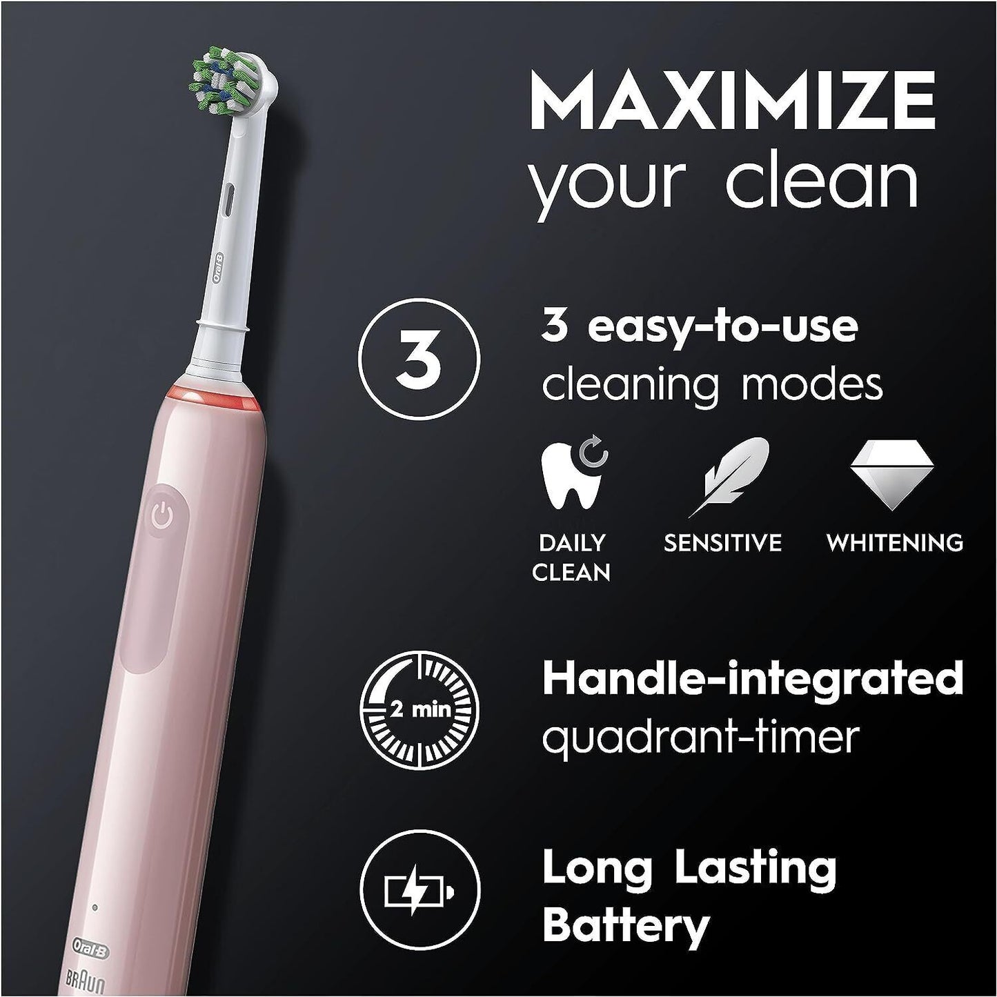 Oral-B Pro 3-3500 Electric Toothbrush with Travel Case - Pink