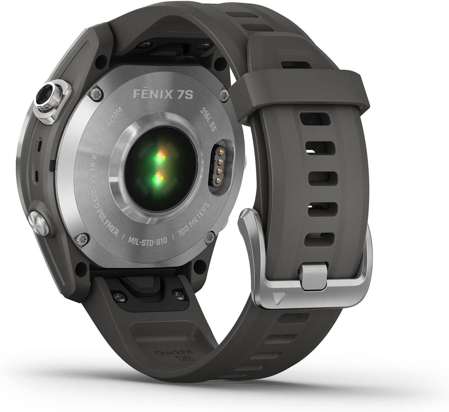 Garmin Fenix 7S 42mm Silver Stainless Steel Case Silicone Band Watch -...