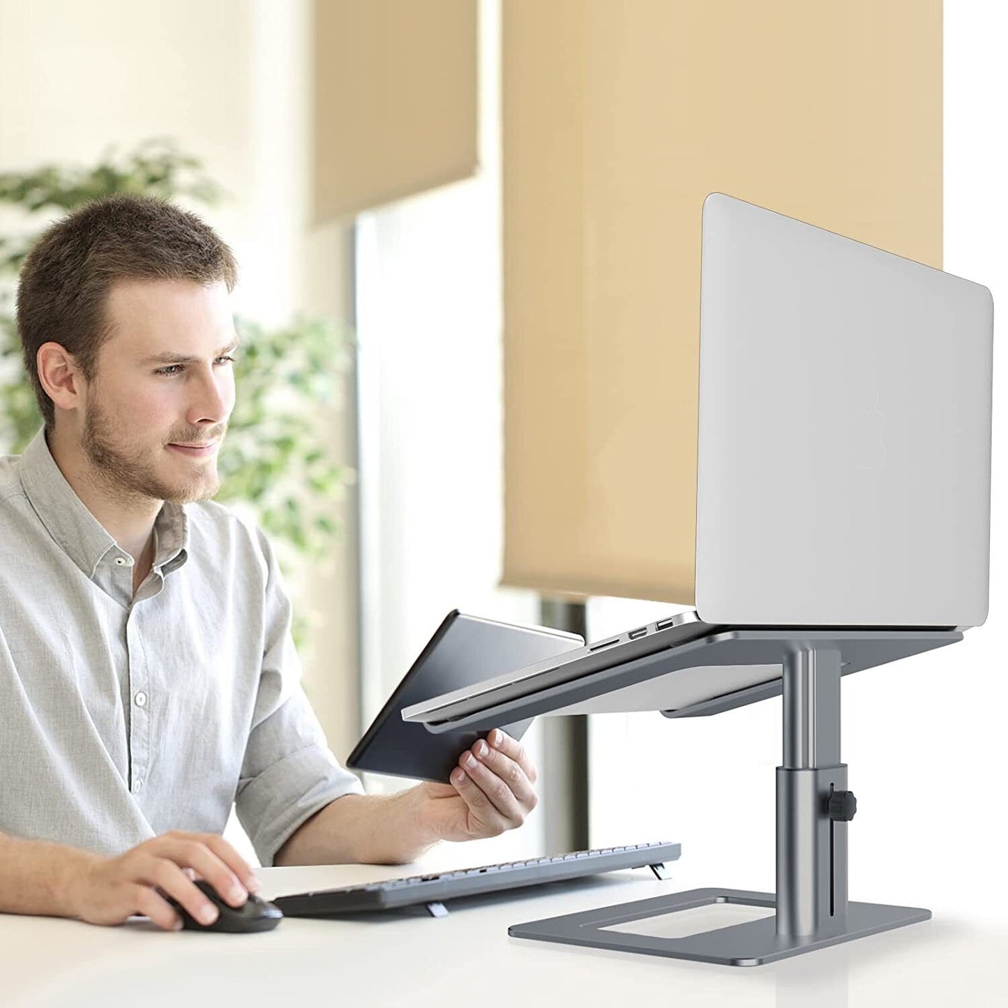 GOKEDA Lap Desk Laptop Stand for Desk, Aluminum Portable Ventilated 11-17"
