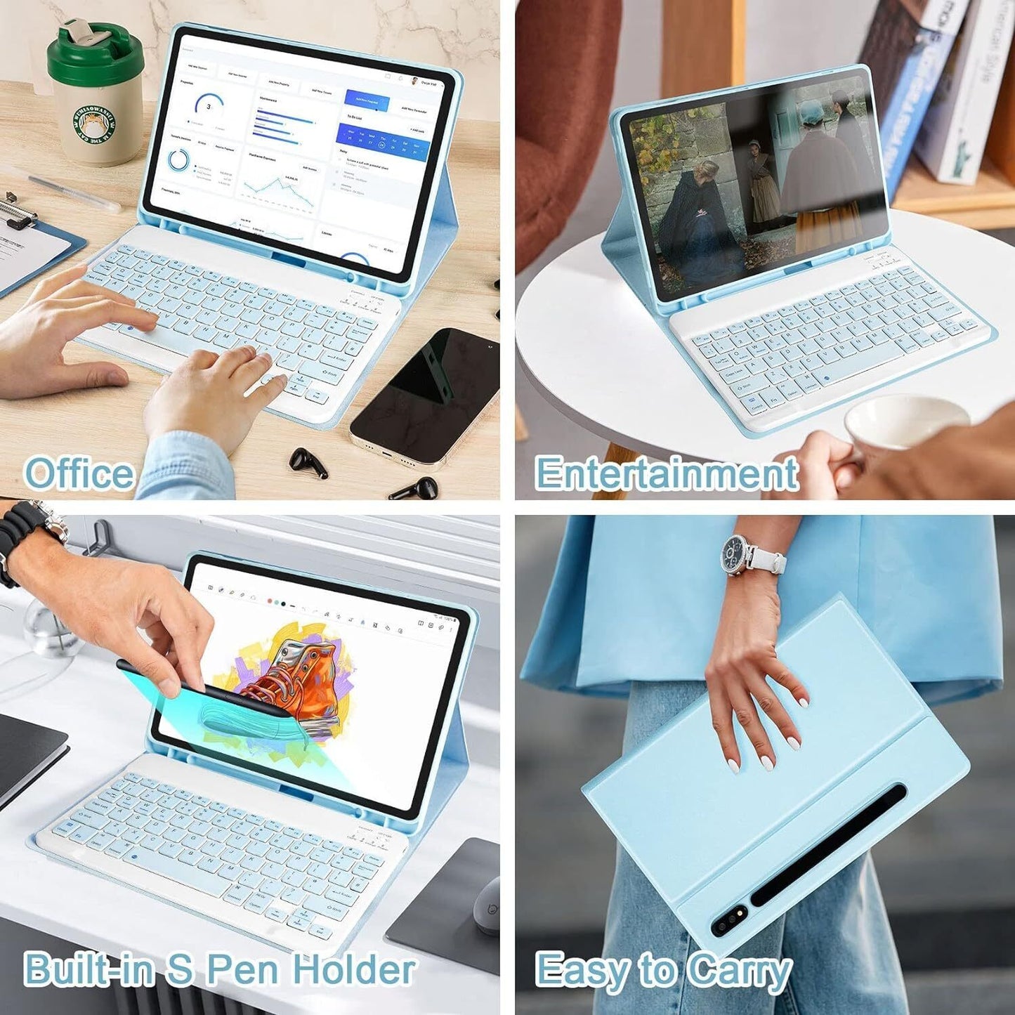 Lively Life Keyboard Case for 11" Samsung Galaxy Tab S8 (2022), Tab S7 (2020)