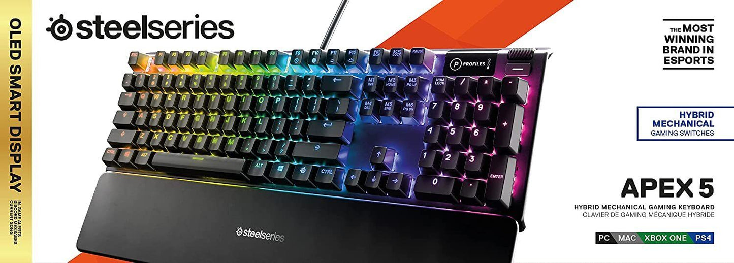 SteelSeries Apex 5 - Hybrid Mechanical Gaming Keyboard