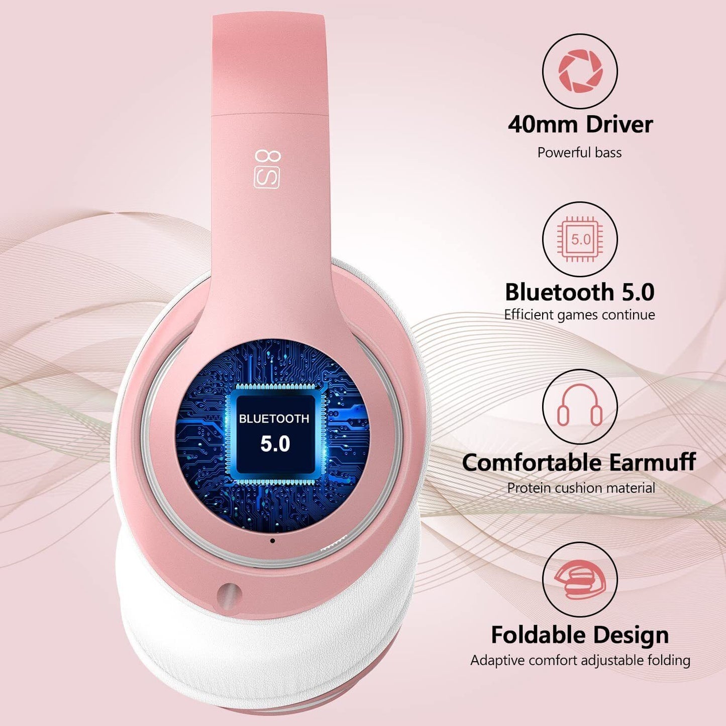 Prtukyt Wireless Headphones Over Ear, [52 Hrs Playtime] Bluetooth Headphones, 6E
