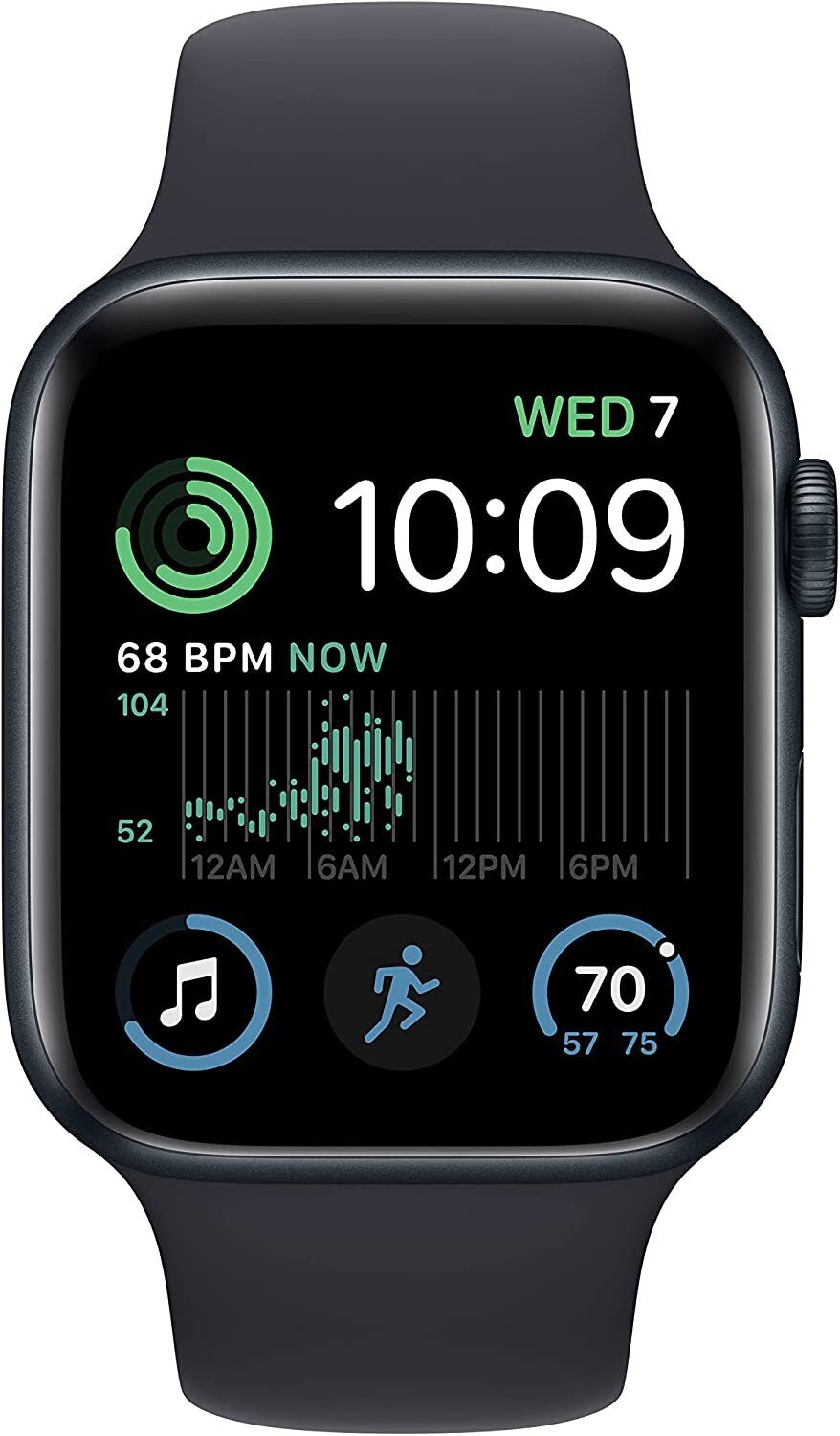 Apple Watch SE 44mm Space Grey Aluminium Case, Midnight Sports Band Band, Smart