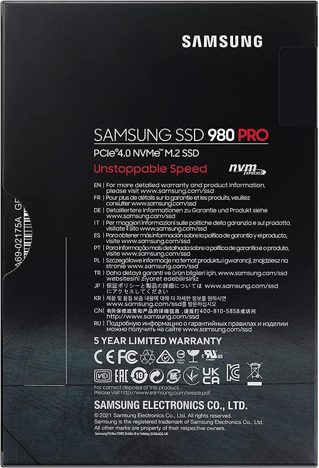 Samsung 980 PRO 2TB NVMe Internal SSD (MZ-V8P2T0BW)