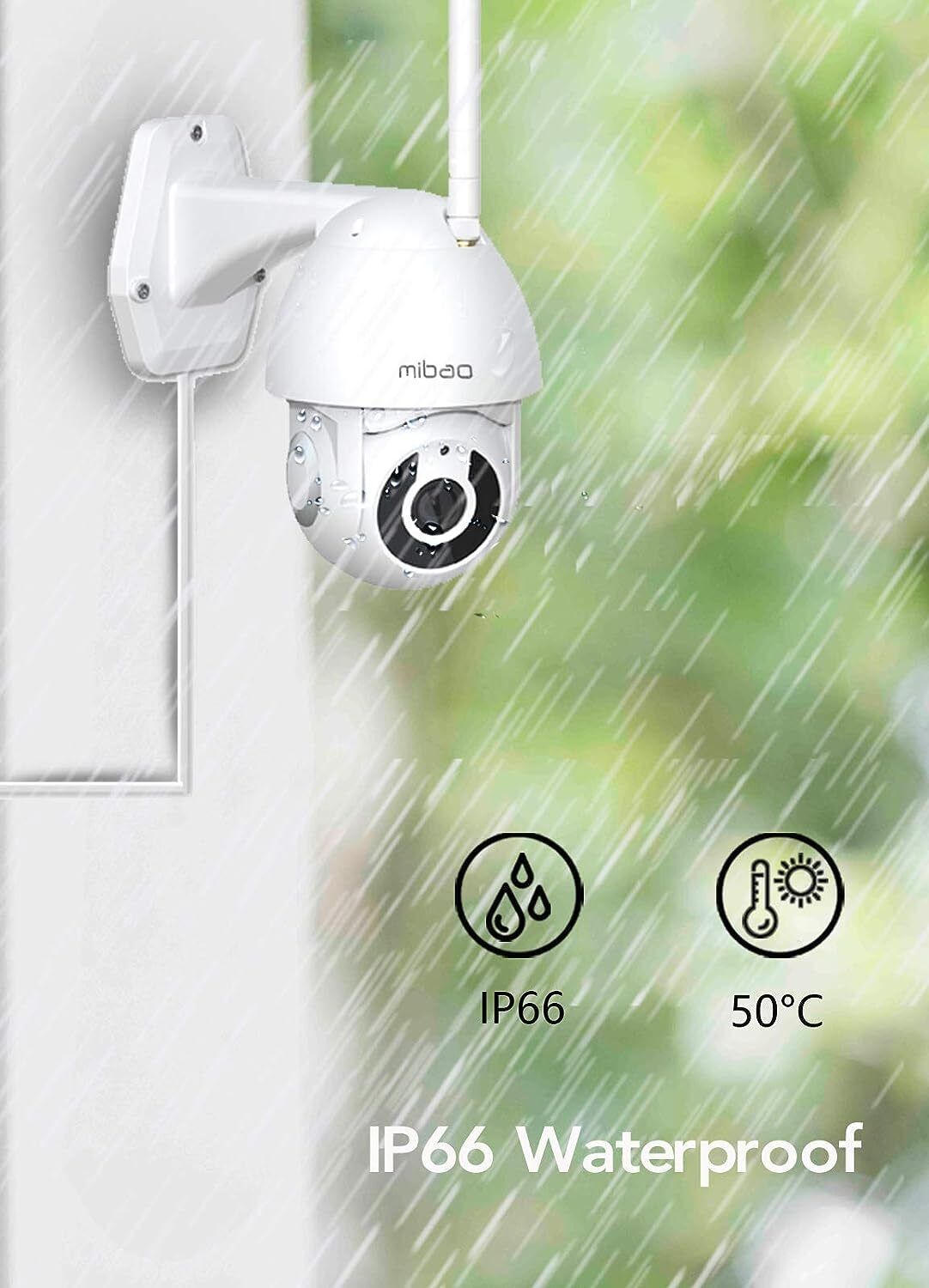 1296P Security Camera Outdoor, Mibao WiFi Home Security Camera with Pan/Tilt 3