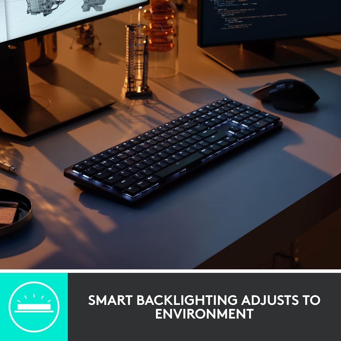 Logitech MX Mechanical Wireless Keyboard - Graphite, English (Tactile Quiet...