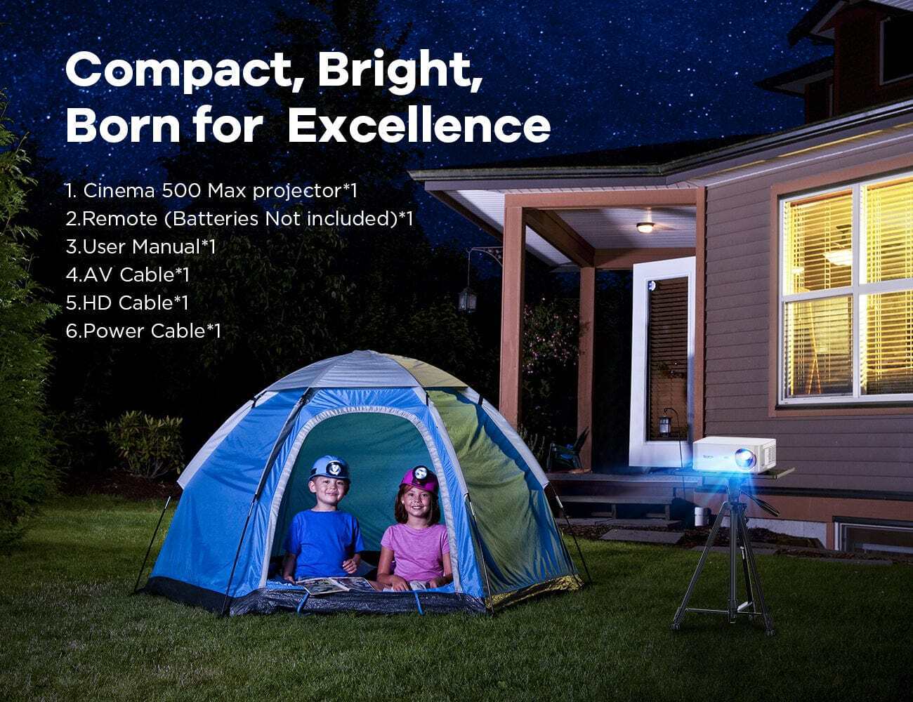 Bomaker Cinema 500 Max Native 1080P LED Projector, 400 ANSI Lumens, 5.8G wifi