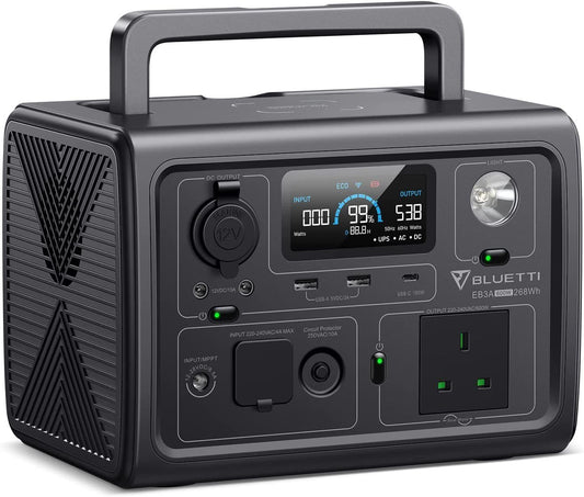 BLUETTI Portable Power Station EB3A, 268Wh LiFePO4 Battery Backup w/ 2 600W