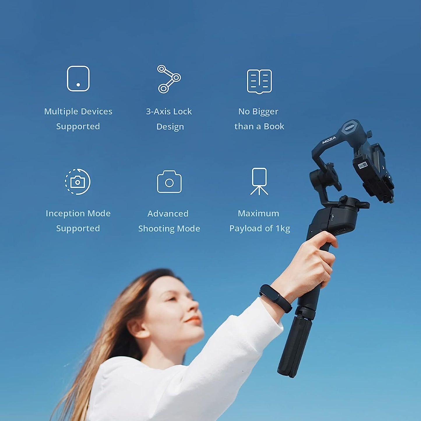 MOZA Mini P MAX Smartphone Gimbal Stabilizer, Foldable 3 Axis for Mirrorless Cam
