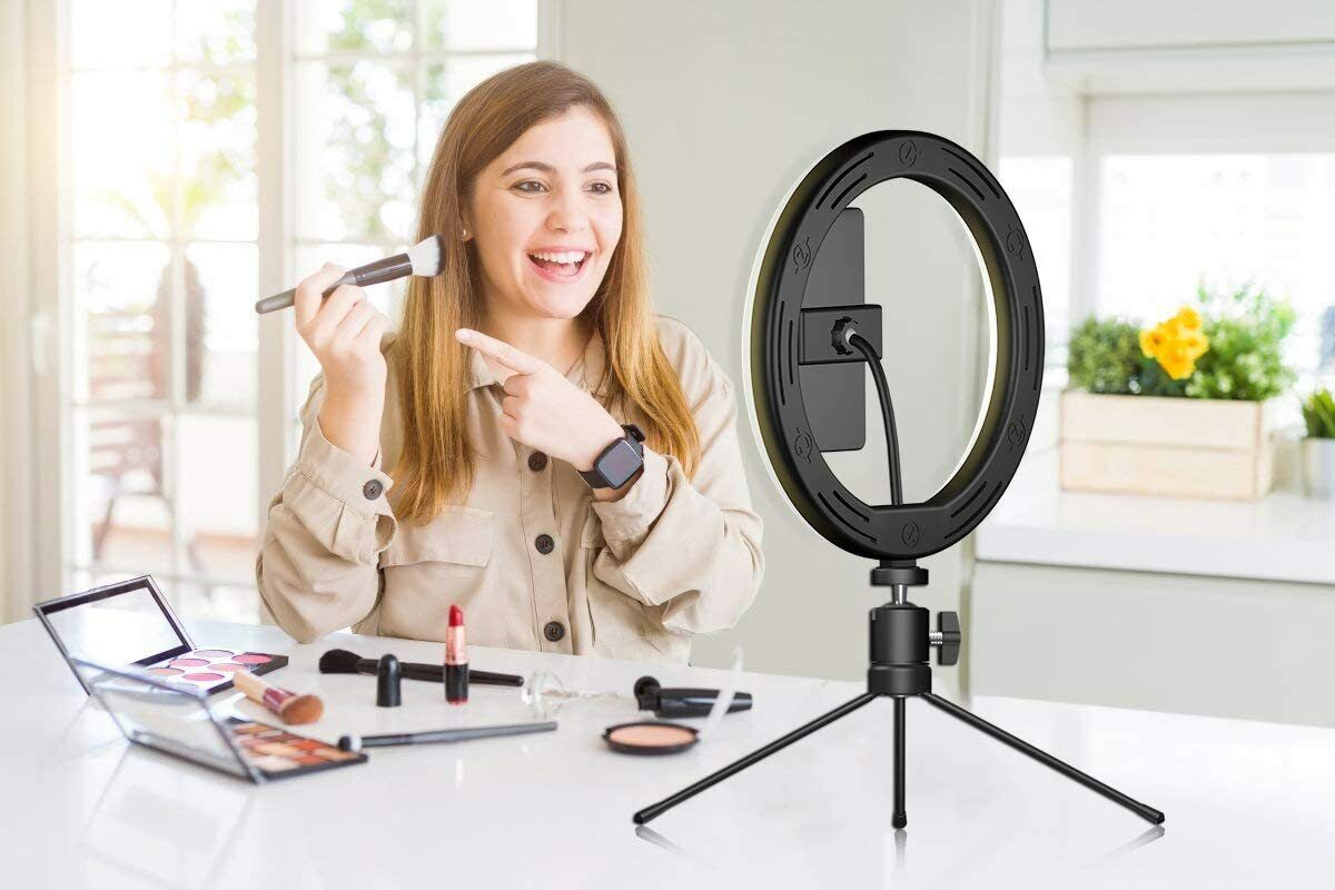 YOYEWA Ring Light with Phone Tripod Stand & Flexible Phone Holder