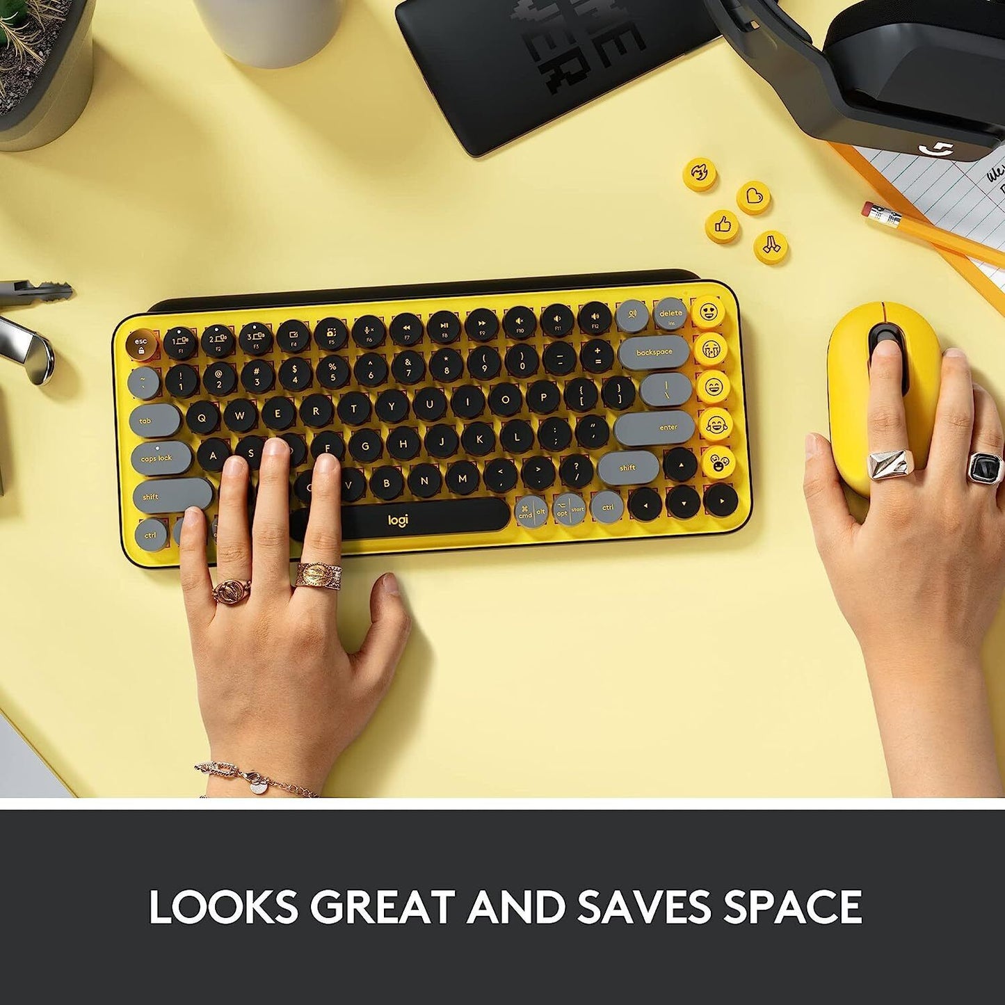 Logitech POP Keys Wireless Mechanical Emoji Keyboard - Blast, English - UK