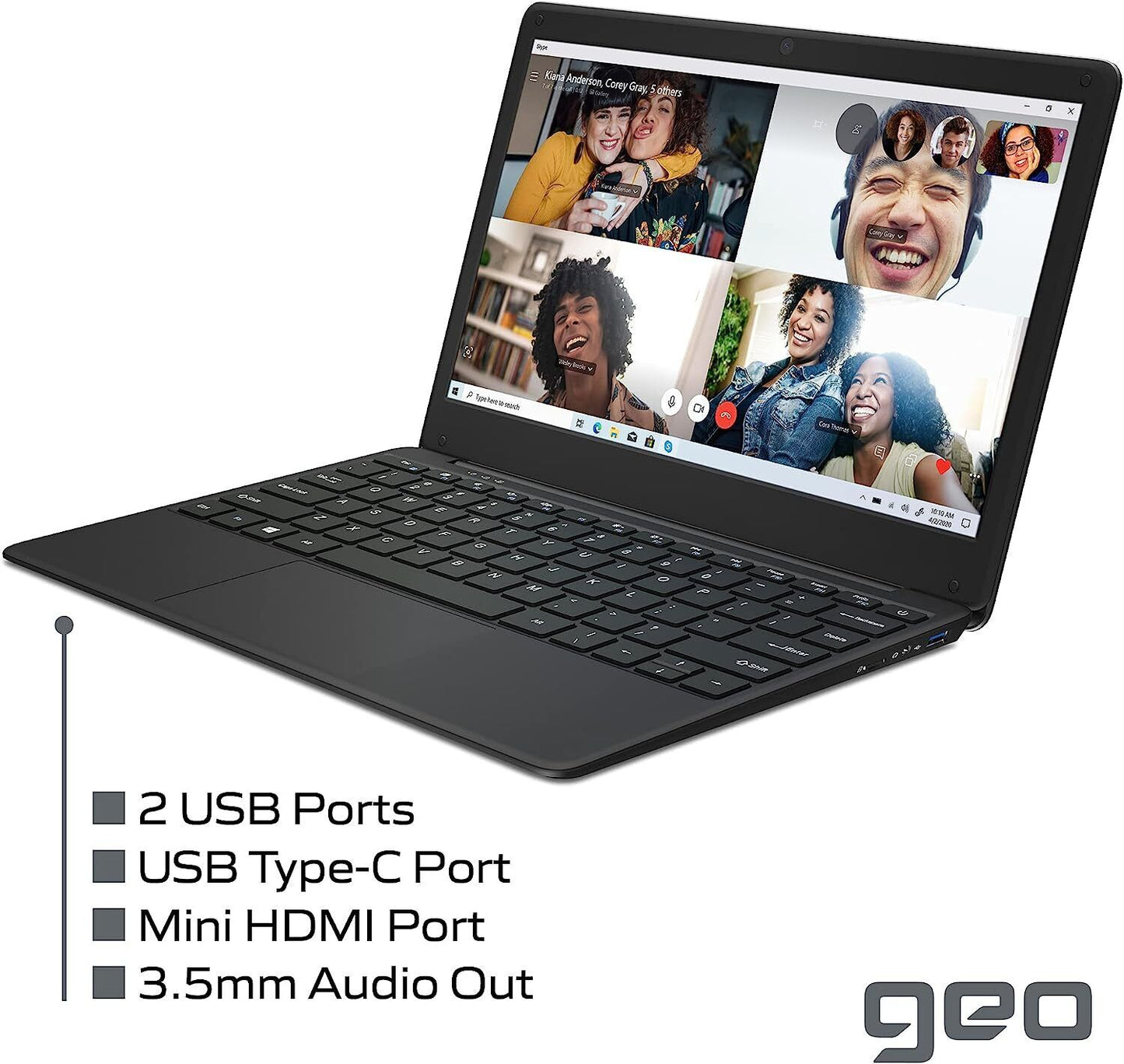 GeoBook 2E 12.5-inch Laptop Windows 10 Intel Celeron 4GB RAM AC Wi-Fi 64GB eMMC