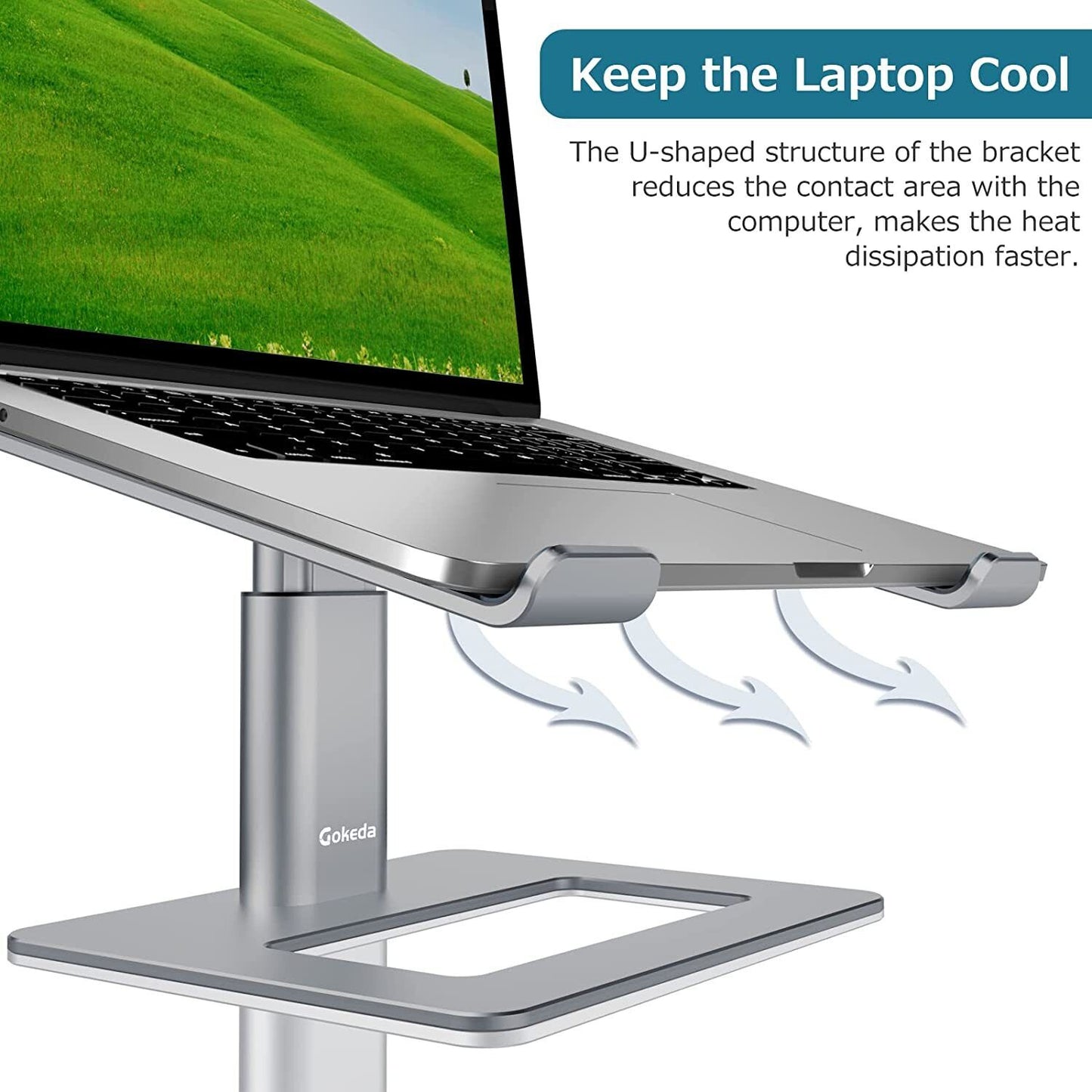 GOKEDA Lap Desk Laptop Stand for Desk, Aluminum Portable Ventilated 11-17"