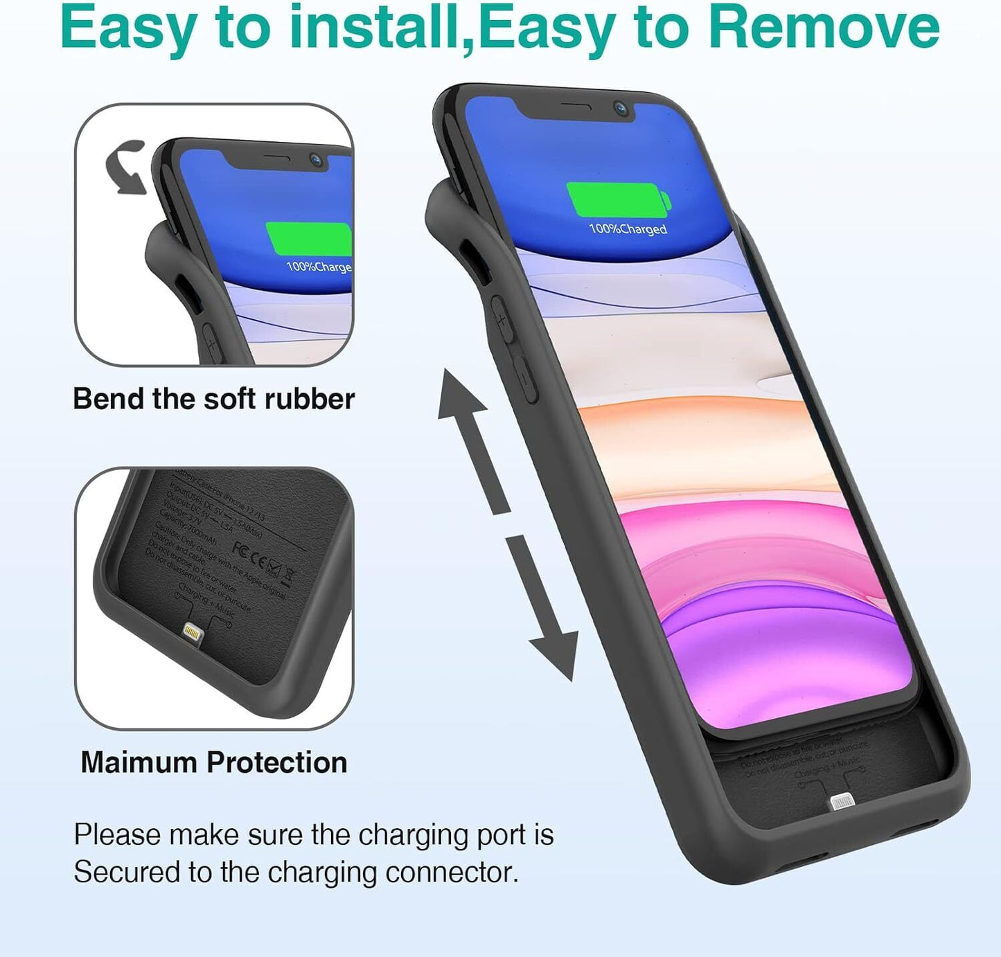 Battery Case for iPhone 11/XR, ATGIH Real 6000mAh Slim Portable Protective Charg
