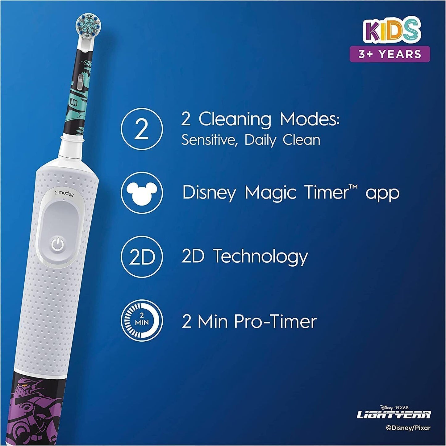 Oral-B Kids Electric Toothbrush, 1 Head, Travel Case, x4 Disney stickers
