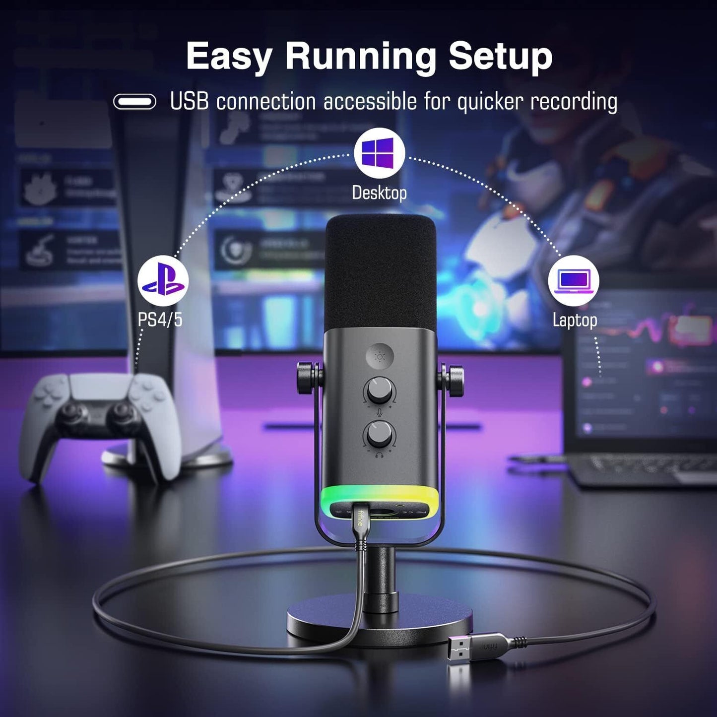 FIFINE XLR/USB-C AM8 Gaming Microphone, Studio Dynamic Streaming Mic, PC