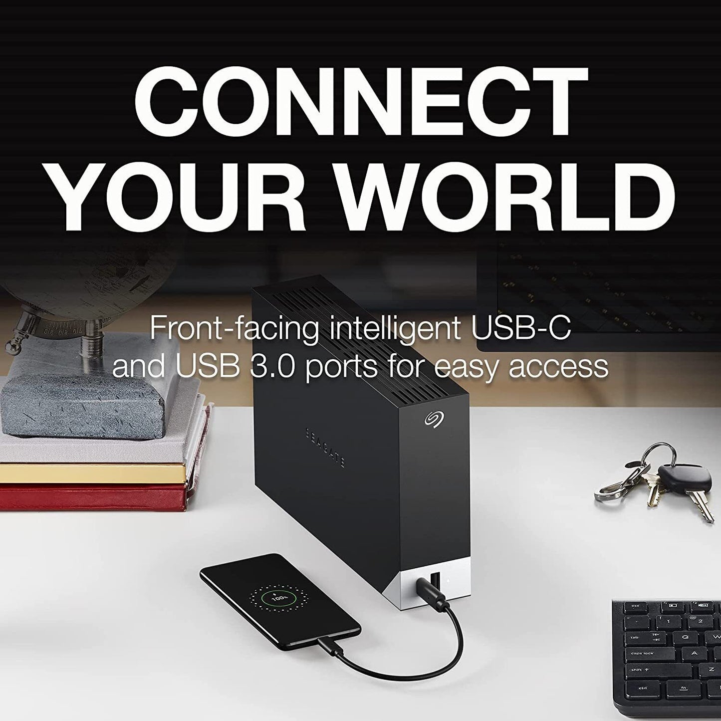 Seagate One Touch Hub ,12 TB, External Hard Drive Desktop HDD – USB-C and USB 3.