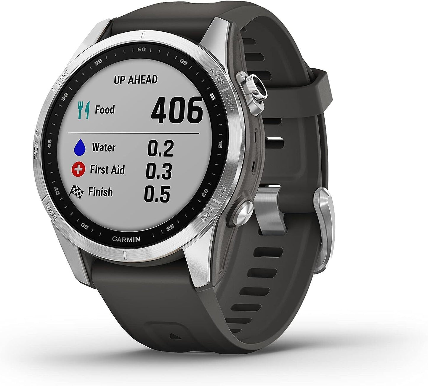 Garmin Fenix 7S 42mm Silver Stainless Steel Case Silicone Band Watch -...