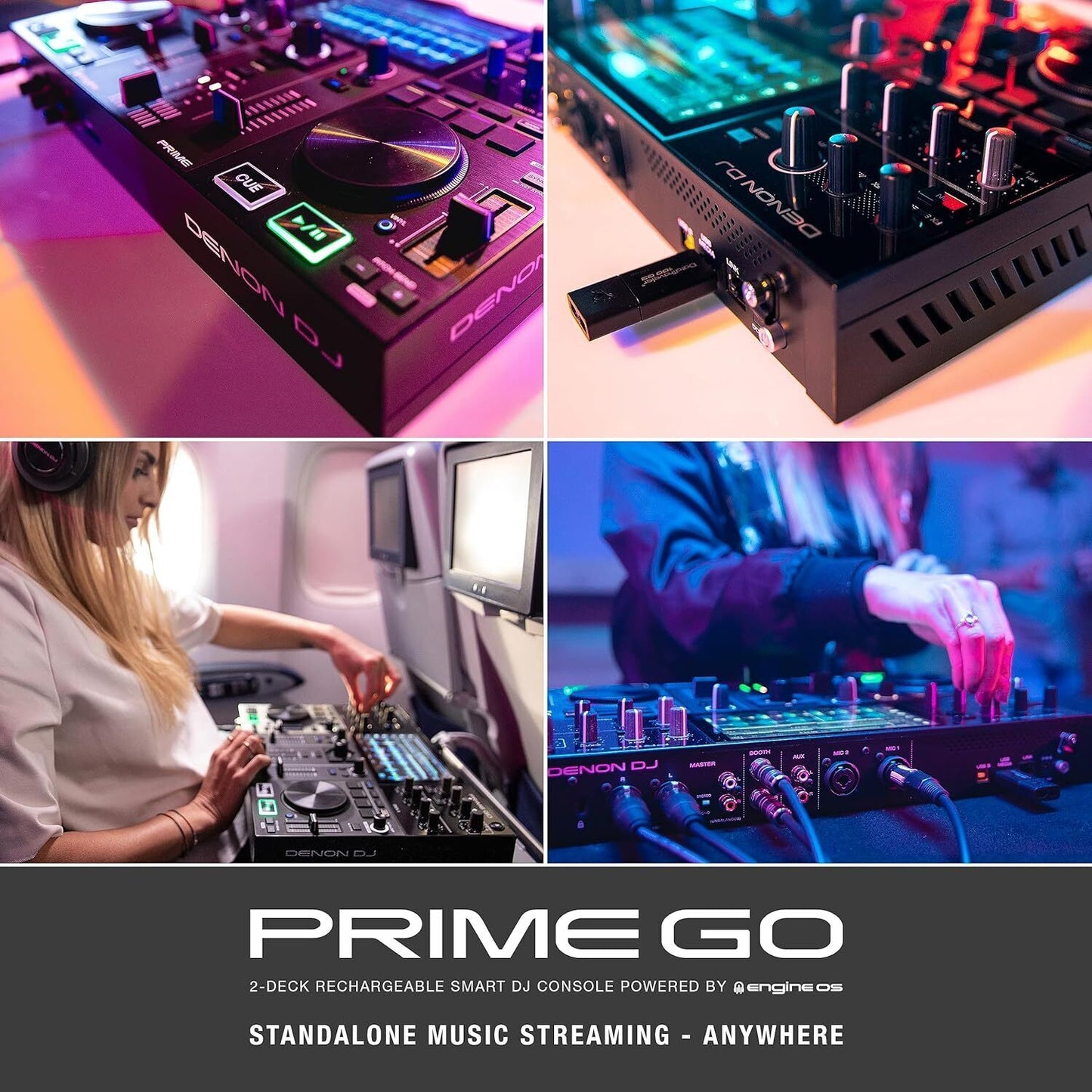 Denon DJ PRIME GO – Portable DJ Controller and Mixer with 2 Decks WIFI Streaming