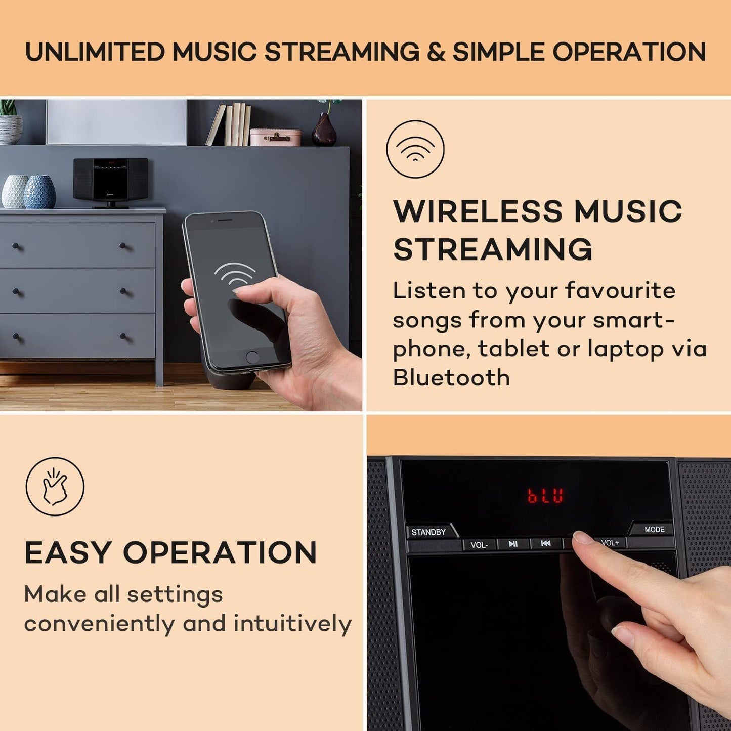 Auna Portable Radio CD Player for Home