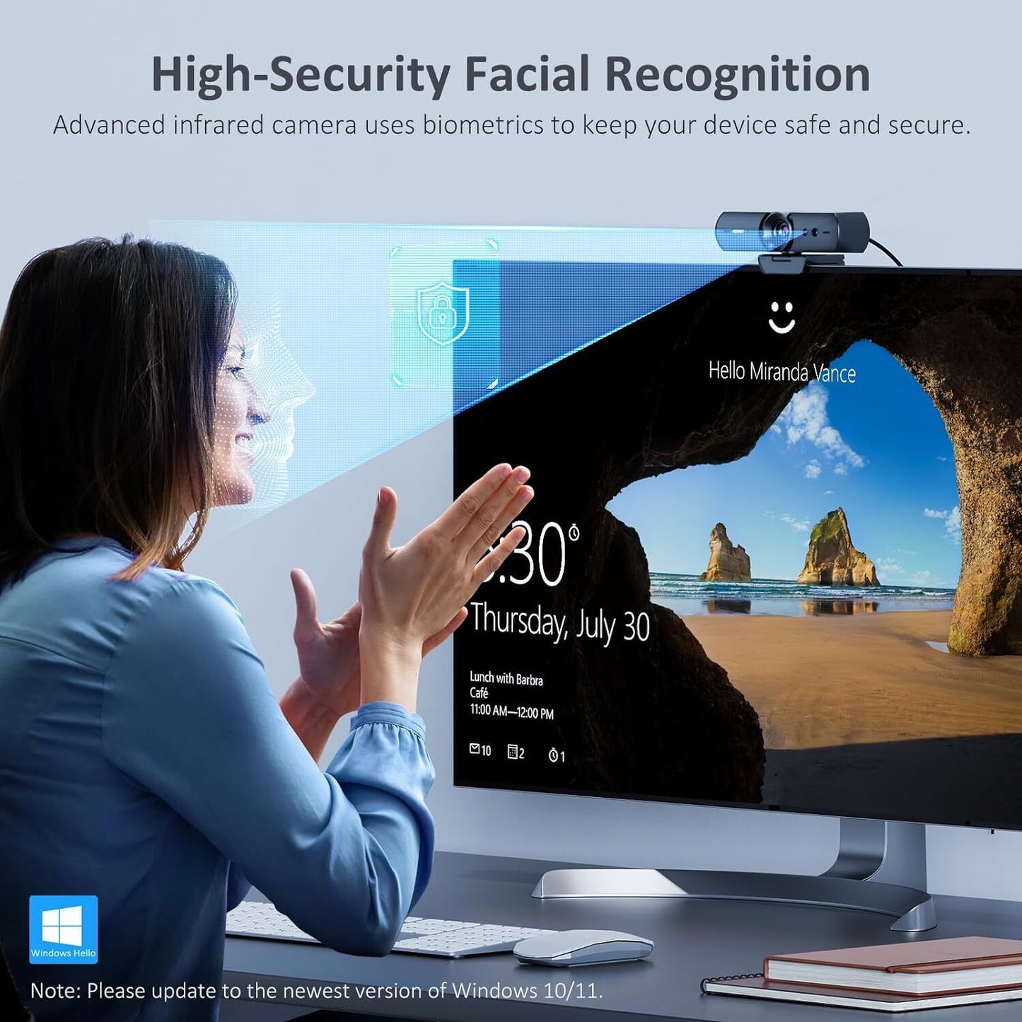 NexiGo HelloCam, 1080p Webcam PC, USB Video Calling, Recording, Conferencing