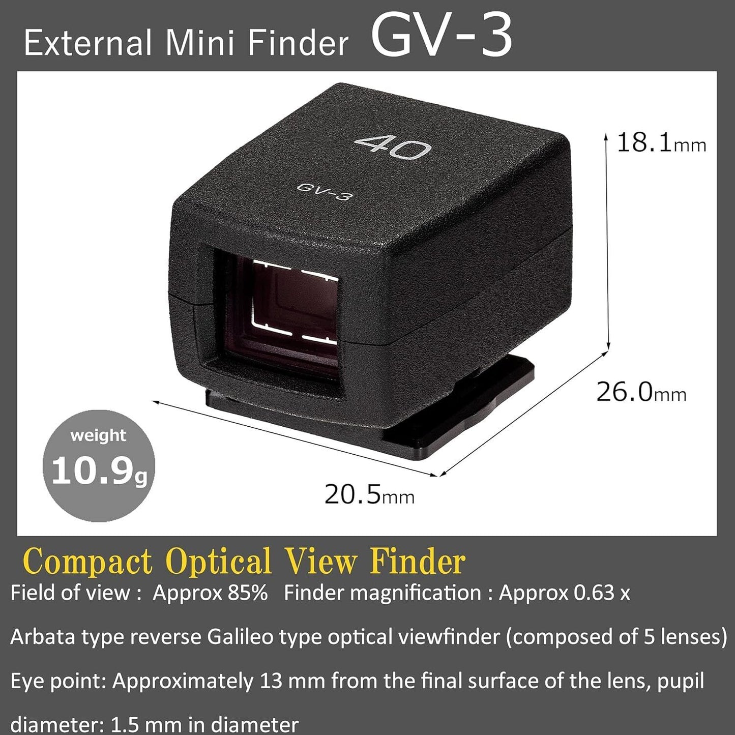 Ricoh 37828 External Mini Finder GV-3 [Compatible models: RICOH GR IIIx] [Optica