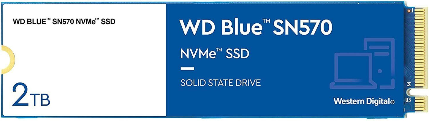 WD Blue SN570 2TB High-Performance M.2 PCIe NVMe SSD, with up to 3500MB/s read s