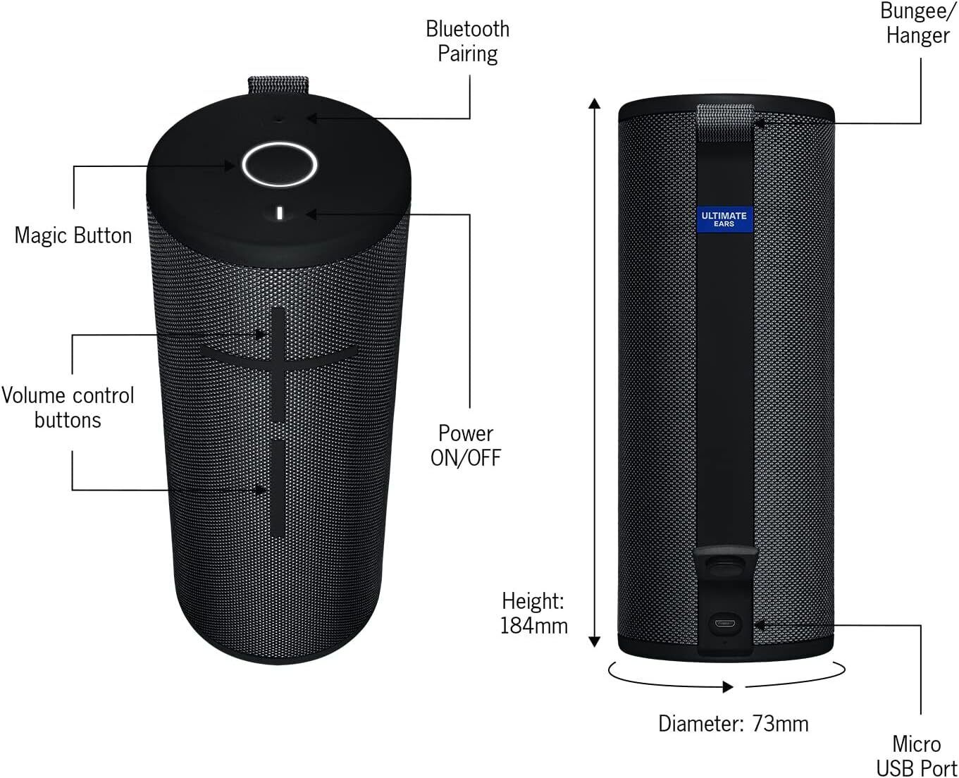 Ultimate Ears Boom 3 NFC Bluetooth Minibox Speaker - Night Black