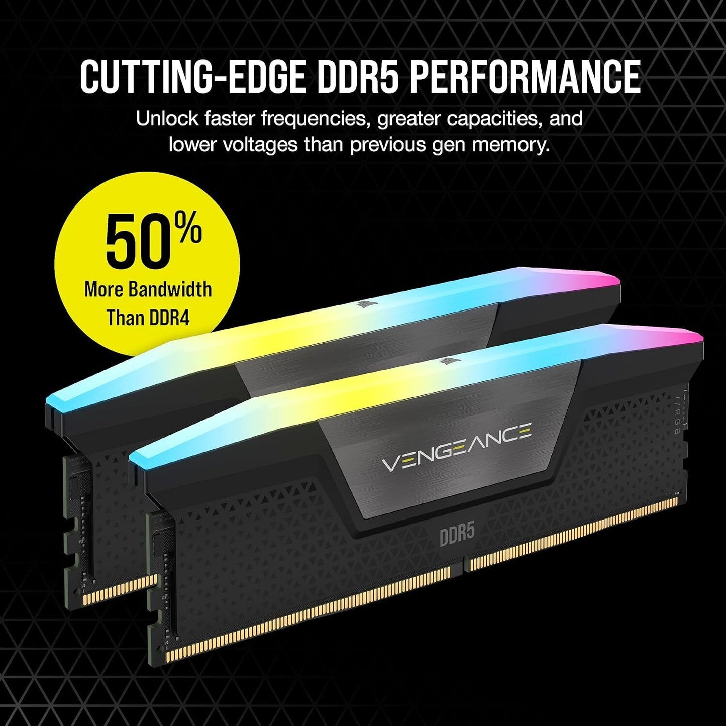 CORSAIR VENGEANCE RGB 32GB (2 x 16GB) PC5-48000 (DDR5-6000) DIMM Memory - Black