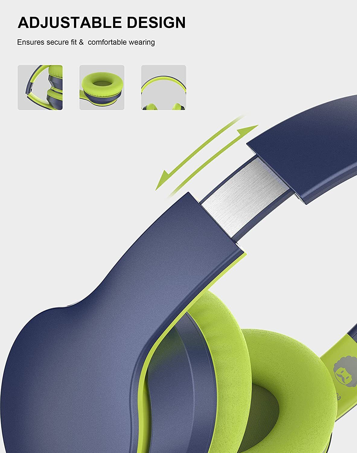 Rockpapa E7 Wireless Headphones Over Ear, Kids Bluetooth Headphones Blue Green