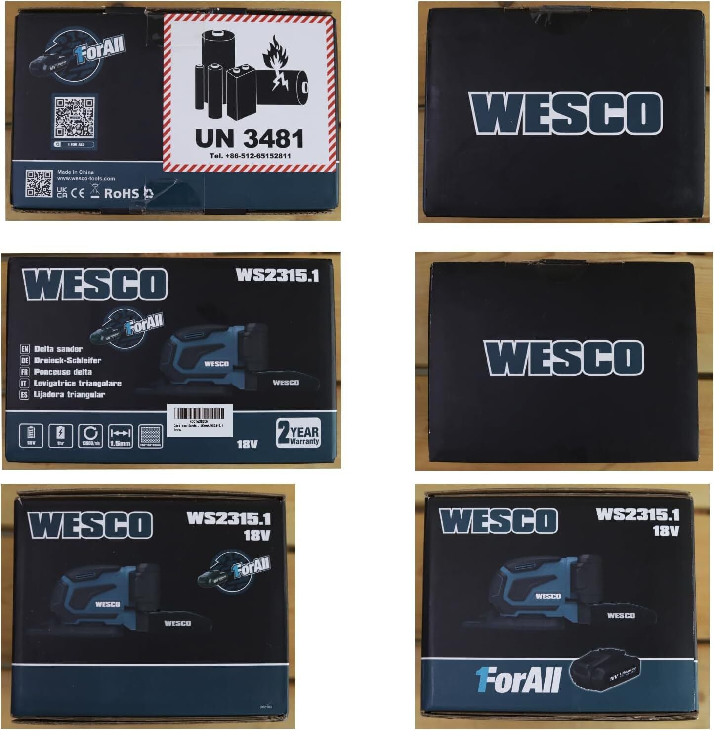 WESCO Cordless Sander, 18V 2.0Ah Detail Sander 13000RPM, 12Pcs Sandpapers, Dust