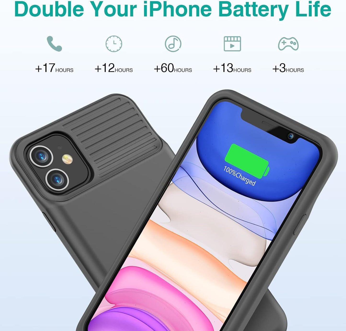 Battery Case for iPhone 11/XR, ATGIH Real 6000mAh Slim Portable Protective Charg