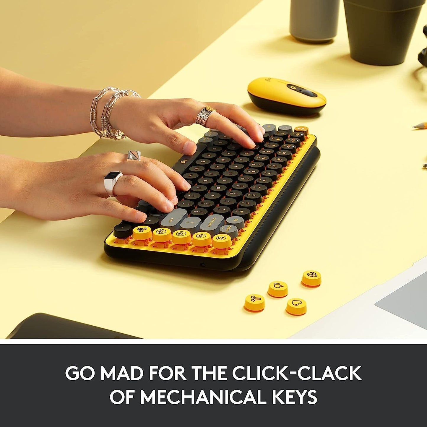 Logitech POP Keys Wireless Mechanical Emoji Keyboard - Blast, English - UK