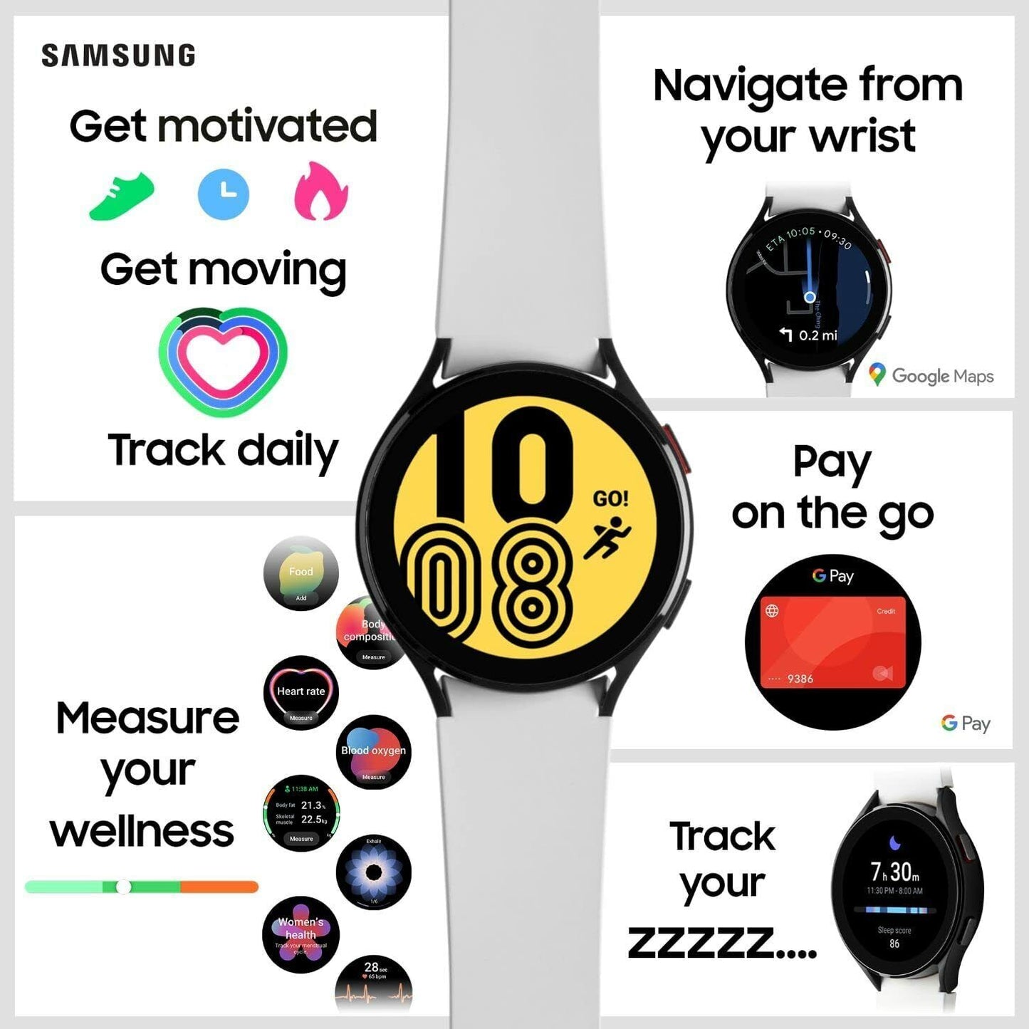Samsung Galaxy Watch4, Health Monitoring, 40mm, Black (UK Version)